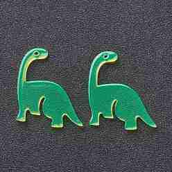 Green Transparent Acrylic Pendants, Dinosaur, Green, 28x25x2.5mm, Hole: 1.2mm