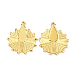 Настоящее золото 18K Ионное покрытие (ip) 304 подвесные кабошоны из нержавеющей стали, плоско-круглые, реальный 18 k позолоченный, лоток : 14x6 мм, 28.5x23.5x1 мм, отверстие : 1.5 мм