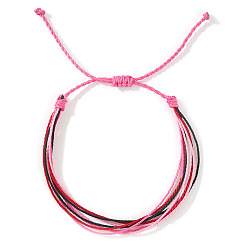 Ярко-Розовый Регулируемые плетеные браслеты из синтетического волокна и плюшевого шнура, счастливые браслеты для женщин, ярко-розовый, 7-7/8 дюйм (20 см), внутренний диаметр: 11 дюйм (28 см)