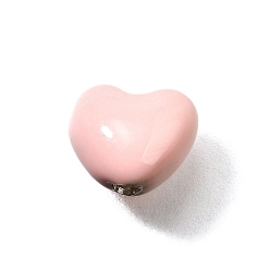 Pink S925 бусины из стерлингового серебра, с эмалью, сердце, розовые, 7x8x5.5 мм, отверстие : 1 мм