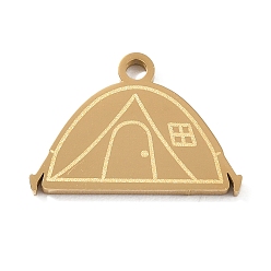 Golden 304 Stainless Steel Pendants, Half Round with Tent Charms, Hand Polished, Ion Plating(IP), Golden, 13x19x1.4mm, Hole: 1.8mm