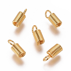Golden 304 Stainless Steel Coil Cord Ends, Column, Golden, 10x4mm, Hole: 2.5mm, Inner Diameter: 2.5mm