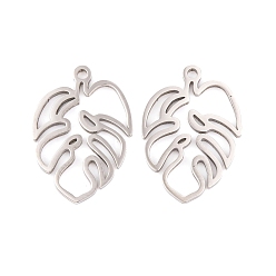 Нержавеющая Сталь Цвет Не тускнеет 5шт 201 подвески из нержавеющей стали, лазерная резка, оберег из пальмовых листьев, цвет нержавеющей стали, 18x12.5x1 мм, отверстие : 1.2 мм