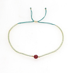 Аквамарин Регулируемые браслеты из стеклянного бисера с застежкой-слайдером для женщин, аквамарин, 11.02 дюйм (28 см)