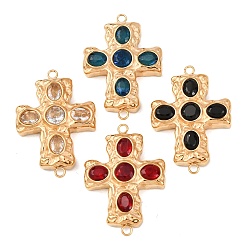 (52) Непрозрачная лаванда 304 подвески-коннекторы из нержавеющей стали с паве из кубического циркония, перекрестные ссылки, вакуумное покрытие pvd, золотые, разноцветные, 26x18x4.5 мм, отверстие : 1.5 мм