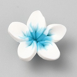 Небесно-голубой Бусины из полимерной глины , цветок, голубой, 5~6x17.5~18x17.5~18 мм, отверстие : 1 мм