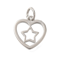 Платина Подвески в форме сердца из латуни, с прыжковых колец, без свинца и без кадмия, долговечный, платина, 12.5x12x1.5 мм, отверстие : 3.5 мм