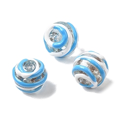 Небесно-голубой Бусины ручной работы из эмали с золотым песком, бусины ручной работы, круглые, два тона, голубой, 13x11~12 мм, отверстие : 1.5 мм