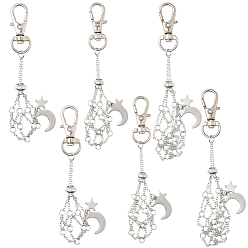 Платина 6 шт. 3 стили: карабины-карабиновые застежки-карабины из сплава Moon и латунные кабельные цепи, полуфабрикат подвесные украшения, платина, 92~120 мм, 2 шт / стиль