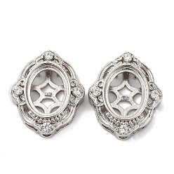 Платина Оправы из латунных микропаве из прозрачных кубических цирконий с кабошонами, овальные, стойки покрытие, прочное покрытие, без кадмия и без свинца, платина, лоток : 13x10 мм, 21x17.5x5.5 мм