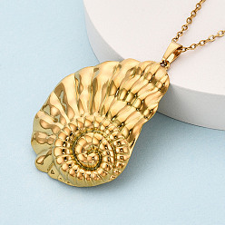 Настоящее золото 18K 304 подвесные из нержавеющей стали ожерелья, формы раковины, ионное покрытие (ip), реальный 18 k позолоченный, 17.72~18.11 дюйм (45~46 см)