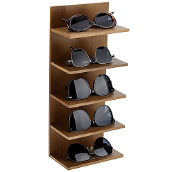 Коричневый 4 Многоуровневый деревянный настенный держатель для солнцезащитных очков, стойка для хранения очков, прямоугольные, кофе, 18.4x9.95x42 см