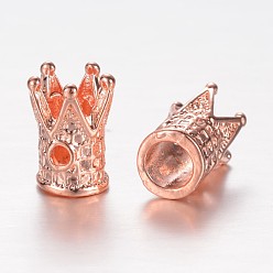 Rose Gold Alloy Beads, Crown, Rose Gold, 12x8.5mm, Hole: 1.5mm
