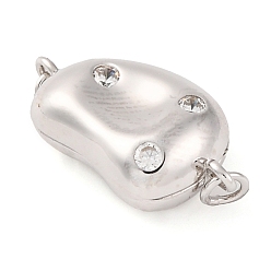 Платинированный 925 магнитные застежки из стерлингового серебра с микропаве из прозрачного кубического циркония, с целью перехода в кольце, Реальная платина, 17x9x6 мм, отверстие : 2 мм