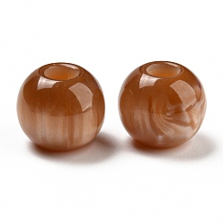 Сиена Непрозрачная смола, имитация кошачьего глаза, европейские бусины, бусины с большим отверстием, рондель, цвет охры, 14x12 мм, отверстие : 5 мм