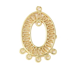 Настоящее золото 18K Ссылки на компоненты овальной люстры из латуни, без свинца и без кадмия, долговечный, стойки покрытие, реальный 18 k позолоченный, 33x20x1.5 мм, отверстие : 1.6 мм