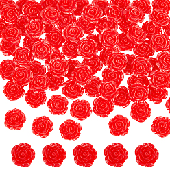 Красный 80 шт. Кабошоны из непрозрачной смолы, цветок, красные, 20x19x10 мм