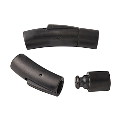 Черный Цвет Металла Штыковые застежками из нержавеющей стали, трубка, матовые, металлический черный , 304 мм, отверстие : 30.5x8x9 мм