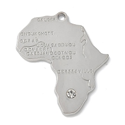 Платина Подвески из сплава и страза, карта, платина, 35.5x30x1.5 мм, отверстие : 2 мм