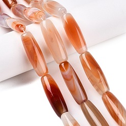 Персиковый Слойка Природный агат бисер нитей, рис, розовые, 39.5~41x11~15 мм, отверстие : 3 мм, около 10 шт / нитка, 15.35~16'' (39~40 см)