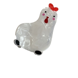 Белый Заколки для волос с когтями из ацетата целлюлозы (смола), цыпленок, заколка для волос для женщин и девочек, белые, 85x49 мм