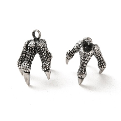 Античное Серебро Ретро 304 из нержавеющей стали подвески, амулеты когтей дракона, античное серебро, 18x16.5x14.8 мм, отверстие : 2 мм