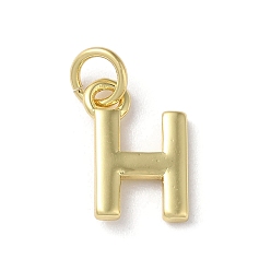 Letter H Acumular colgantes de chapado de latón, sin plomo y cadmio, larga duración plateado, real 18 k chapado en oro, letra h, 12x8x1.5 mm, agujero: 3.2 mm