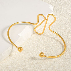 Настоящее золото 18K Европейский и американский стиль 304 браслеты-манжеты из нержавеющей стали для женщин, реальный 18 k позолоченный, внутренний диаметр: 2-5/8 дюйм (6.6 см)