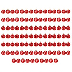Leo Alloy Enamel Pendants, Flat Round with Constellation, Light Gold, Red, Leo, 15x12x2mm, Hole: 1.5mm, 100pcs/Box