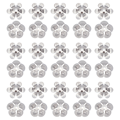Couleur Acier Inoxydable 304 caps d'acier inoxydable, fleur, 5 -petal et 6 -petal, couleur inox, 100 pcs / boîte