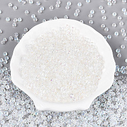 Прозрачный 6/0 полупокрытые стеклянные бусины, два тона, круглое отверстие, рондель, прозрачные, 4x3 мм, отверстие : 1.4 мм, Около 7142 шт / фунт