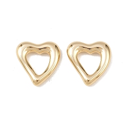 Настоящее золото 24K 304 нержавеющей стали связывающий кольца, сердце, реальный 24 k позолоченный, 18.5x17.5x4 мм, внутренний диаметр: 8.5x9 мм