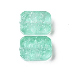 Turquoise Transparent Spray Painted Glass Beads, Rectangle, Turquoise, 18x13x5.5mm, Hole: 1.4mm