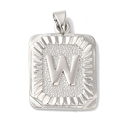 Letter W Стойки обшивки латунные подвески, долговечный, без свинца и без кадмия, квадрат с подвесками в виде букв, Буква W, 24x17x2.5 мм, отверстие : 4x3.5 мм