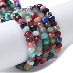 (52) Непрозрачная лаванда 2 нити из окрашенного натурального малайзийского нефрита, бусины-рондель, граненые, разноцветные, 4x2~3 мм, отверстие : 1 мм, около 110~115 шт / нитка, 14 дюйм