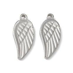 Нержавеющая Сталь Цвет 304 подвески из нержавеющей стали, крылатые прелести, анти-тускнение, цвет нержавеющей стали, 22.5x10x3 мм, отверстие : 2 мм