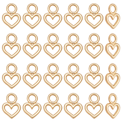 Настоящее золото 18K 24 латунные подвески шт., полые прелести сердца, без кадмия, без никеля и без свинца, реальный 18 k позолоченный, 11x8x1.3 мм, отверстие : 2.5 мм