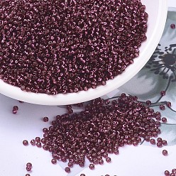 (RR1433) Silverlined Crimson Миюки круглые бусины рокайль, японский бисер, 11/0, (rr 1433) серебристый малиновый, 2x1.3 мм, отверстия : 0.8 mm, около 50000 шт / фунт