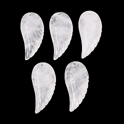 Хрусталь Природного кварца хрустальных подвесок, подвески из горного хрусталя, крыло, 34~35x16~18x6.5~7.5 мм, отверстие : 1 мм