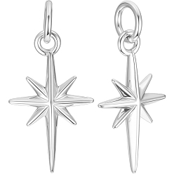 Посеребрённый 20 латунные подвески шт., с прыжковых колец, долговечный, звезды прелести, 925 серебро покрытием, 17x9.7x2.5 мм, отверстие : 3.4 мм