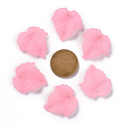 Hot Pink Autumn Theme Transparent Frosted Acrylic Pendants, Maple Leaf, Hot Pink, 24x22.5x3mm, Hole: 1mm, about 1312pcs/500g
