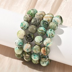 Джаспер с Зелёными Линиями Натуральные зеленые яшмовые круглые эластичные браслеты из яшмы для женщин, бусины : 12 мм, внутренний диаметр: 2.01 дюйм (5.1 см)