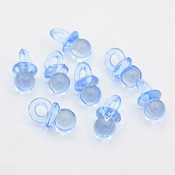 Dodger Blue Transparent Acrylic Pendants, Pacifier, Dodger Blue, 20x10x10mm, Hole: 5mm, about 670pcs/500g