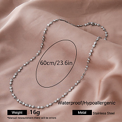 Stainless Steel Color Vintage Style 304 Stainless Steel Heart Link Chain Necklaces for Women, Tarnish Free, Stainless Steel Color, 23.62 inch(60cm)