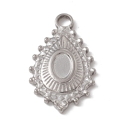 Stainless Steel Color Non-Tarnish 304 Stainless Steel Pendant Cabochon Settings, Teardrop, Stainless Steel Color, Tray: 5x3.5mm, 22x13.5x2.5mm, Hole: 2.7mm