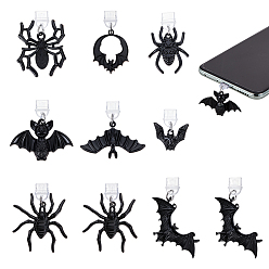 Черный 10шт пластиковые мобильные пылезащитные заглушки, Сплав с подвесками, чёрные, 25~50 мм, 10 шт / комплект