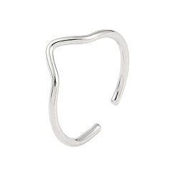 Нержавеющая Сталь Цвет Не тускнеет 304 открытое кольцо-манжета из нержавеющей стали для женщин, цвет нержавеющей стали, 5.7 мм, внутренний диаметр: регулируемый