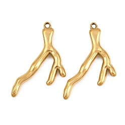 Chapado en Oro Real 18K 304 colgantes de acero inoxidable, encantos de venado, revestimiento de iones (ip), real 18 k chapado en oro, 34x21.5x3.5 mm, agujero: 1.5 mm