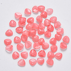 Light Coral Imitation Jade Glass Charms, Petaline, Light Coral, 7x8x2.5mm, Hole: 1mm