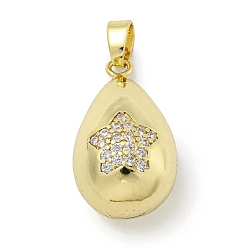 Звезда Покрытие стойки латунь микропаве прозрачные подвески из кубического циркония, с целью перехода в кольце, без кадмия и без свинца, долговечный, слеза, звезда, 24.5x14x13~13.5 мм, отверстие : 5.5x3.5 мм